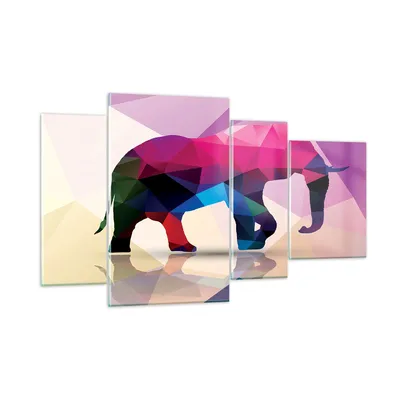 Produktbild von Bilder auf glas - Elefanten Illustration Bunt - 120x70cm - Glasbilder - Wandbilder - Kunstdruck - zum Aufhängen bereit - Wanddekoration aus Glas - Glas Bilder - Wandbild auf Glas - GDL120x70-2807