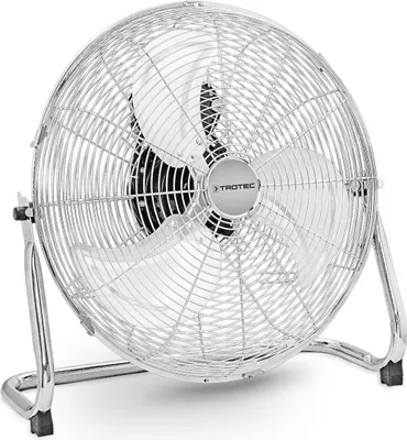 Produktbild von TROTEC Bodenventilator TVM 18 | 100 Watt Leistung | Durchmesser 45 cm | 3 Geschwindigkeitsstufen | Chrom-Design | inkl. Tragegriff