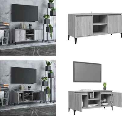 Image de vidaXL Armoire TV avec pieds métalliques Gris Sonoma 103,5x35x50 cm - Armoire TV - Armoire TV - Armoire stéréo - Support TV