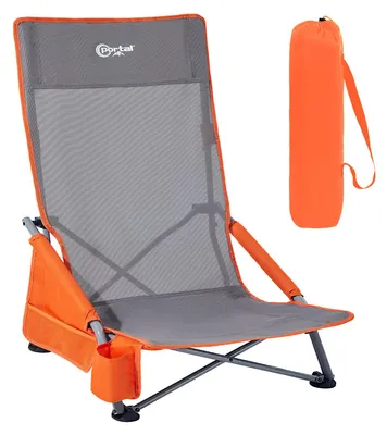 Productafbeelding van Strandstoel 150 kg, opvouwbare campingstoel met hoge rugleuning, draagtas, drinkhouder, voor strand