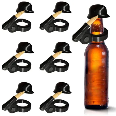6er Set Bierflaschenverschlüsse Helm Soldatengruß schwarz