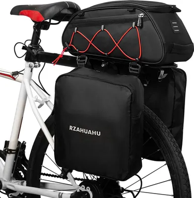 Produktbild von 3-in-1-Fahrradtraegertasche, wasserdichte Fahrrad-Ruecksitztasche, Kuehltasche mit 2 seitlichen Haengetaschen, Radfahren, Gepaecktasche, Pannier-Umhaengetasche