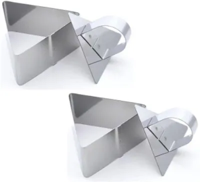 Productafbeelding van Twee stuks - Driehoekige cakevormen - Uitsteekvormen voor mousse - 8*8*4 cm - Zilver - Roestvrij staal - Geschikt voor koekjes, chocolade en fondant