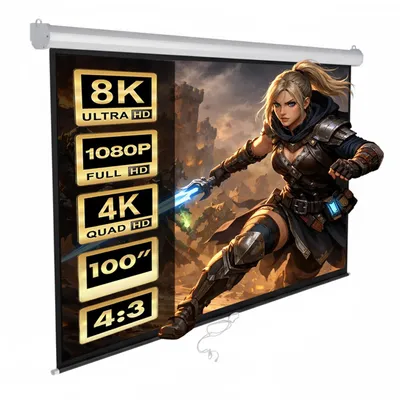 Produktbild von Heimkino Rolloleinwand 200x150cm 4:3 Rollo Beamer Leinwand LCD DLP LED 3D FullHD