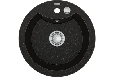 Zdjęcie produktu dla Mexen Diego zlewozmywak granitowy 1-komorowy 488 x 480 mm, czarny/złoty metalik, syfon chrom - 6512481000-75