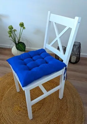 Produktbild von Sitzkissen PREMIUM Blau 6 cm Dicke Stuhlkissen Kissen Stuhl Sitzpolster Dekokissen