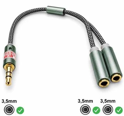 Produktbild von Audio Klinke Y-Adapter Kabel AUX Splitter Verteiler Weiche Stereo 3,5mm 1 auf 2