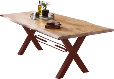 Produktbild von SIT Möbel Esstisch Baumkante | 220 x 100 cm | Platte 56 mm Akazie natur | X-Gestell Metall antikbraun | B 220 x T 100 x H 78 cm | 15875-00 | Serie TABLES & CO