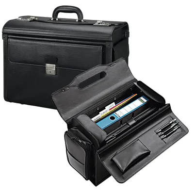 Image de Alassio Valise de pilote VERONA cuir noir 49,0 x 24,0 x 35,0 cm