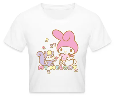 Produktbild von Spreadshirt My Melody Pflückt Mit Risu Crop Top, XL, Weiß