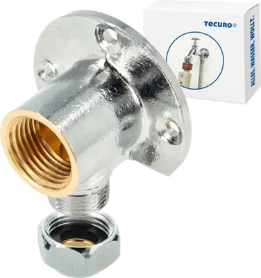Produktbild von tecuro Wandscheibe mit Innengewinde Rp 1/2 Zoll x 3/8 Zoll mit Ø 10 mm Quetschverschraubung