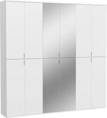 Image de Armoire 12 portes BODITE – 4 portes avec miroirs – Blanc laqué