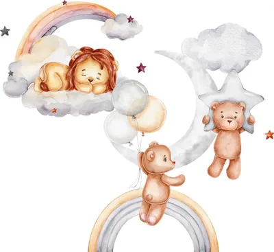 Produktbild von Wandtattoo Bären, Sterne, mit umweltfreundlichen, geruchsneutralen Druckfarben - Wandsticker, Wandaufkleber Kinder 170 x 300 cm