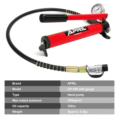 Produktbild von Hochdruck-Hydraulik-Handpumpe, 700kg/cm² Ausgangsleistung, 350cc Ölvolumen, Handpumpe mit Manometer und Schlauch