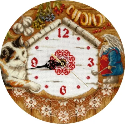 Produktbild von Panna Kreuzstich Set Wanduhr "Hausgeist", Zählmuster, 24x24cm