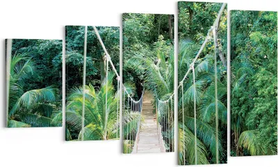 Produktbild von Bild auf Leinwand - Leinwandbild - 5 Teile - Tropen Dschungel Brücke - 100x60cm - Wand Bild - Wanddeko - Wandbilder - Leinwanddruck - Bilder - Wanddekoration - Leinwand bilder - EG100x60-4963