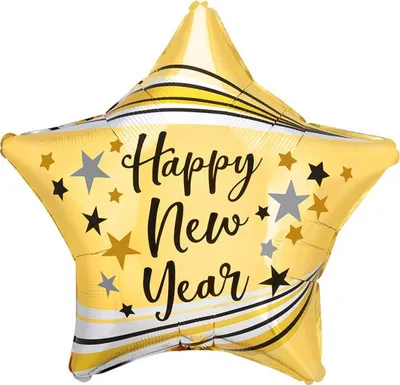 Produktbild von Amscan 4206775, Standard HNY Bursts & Stars Foil Balloon S40 Verpackt 43 cm