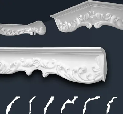 Produktbild von Marbet Deckenleisten weiß Sparpaket aus Styropor EPS - Stuckleisten gemustert, im traditionellen Design - (2 Meter B-45) Winkelprofile Wandprofile Eckleisten