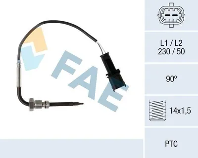 Produktbild von FAE 68075 Abgastemperatursensor für FIAT GRANDE PUNTO (199) M14x1,5 230mm