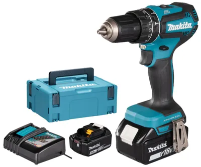 Image de Perceuse-visseuse à percussion 18V + 2 batteries 5Ah + chargeur rapide + coffret MAKPAC - MAKITA - DHP485RTJ