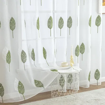 Immagine prodotto di Tende trasparenti con motivo floreale ricamato, set da 2 pezzi, 140 x 260 cm (larghezza x altezza)