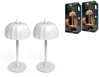 Image de Lampe de table LED Northpoint avec abat-jour, rechargeable, intensité réglable,tactile, pour intérieur et extérieur, IP44, blanc chaud, lot de 2, blanche