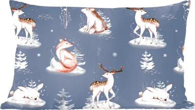 Produktbild von MuchoWow® Zierkissen Sofakissen Wohnzimmer Dekokissen 60x40 cm Winter - Tiere - Muster - Kopfkissen - Polster mit Foto