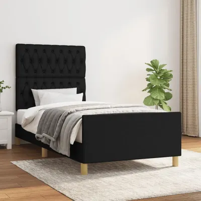 Produktbild von Bettgestell mit Kopfteil Schwarz 90x200 cm Stoff , Klassische Betten Design 2024