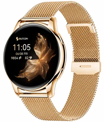 Produktbild von Siltcon Auréa Smartwatch Damen mit Telefonfunktion – 1,32 Zoll AMOLED, Schrittzähler und Herzfrequenz – 5 Armbänder – Gold