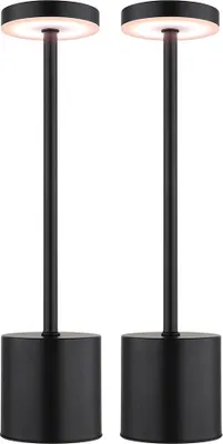 Produktbild von 2er Set LED Tischleuchte, Metall, schwarz, Touchdimmer, Akku, H 34,3 cm