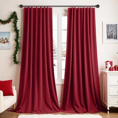 Samtvorhang 2-teilig, H 244 x B 133 cm, Weihnachtsrot
