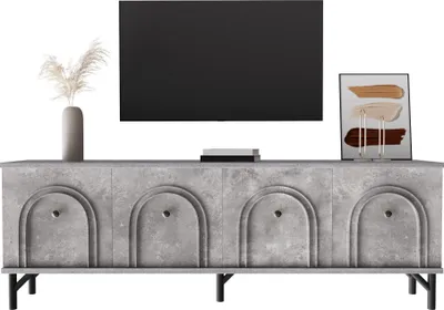 Zdjęcie produktu dla Szafka pod TV Fortuna Lai z 4 drzwiami, L160 cm, styl nowoczesny, cichy domyk, szara