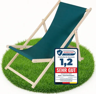 Image de Chaise longue pliante Melko en bois pour jardin - verte
