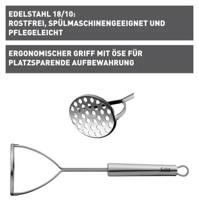 Produktbild von Silit Classic Line, Traditioneller Kartoffelstampfer, Edelstahl, Edelstahl, Hängender Ring, 300 mm
