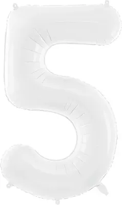 Immagine prodotto di Palloncino in foil bianco numero "5" - 86 cm per le tue celebrazioni! Perfetto per decorare ogni occasione!