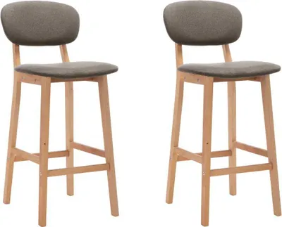 Image de Tabourets de bar lot de 2 taupe tissu