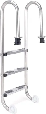 Produktbild von Edelstahl Poolleiter mit 3 Stufen, Einstiegsleiter in Silber, 55 x 26 x 132 cm, rutschfeste Sicherheitsleiter für Pools