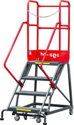 Zdjęcie produktu dla Drabina magazynowa przejezdna z platformą 4 stopnie Mega-M 102 cm