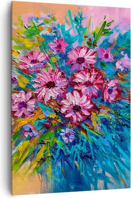 Produktbild von Bild auf Leinwand - Leinwandbild - Einteilig - Blumenstrauß Blumen Öl - 70x100cm - Wand Bild - Wanddeko - Wandbilder - Leinwanddruck - Wanddekoration - Leinwand bilder - Wandbild - PA70x100-4533