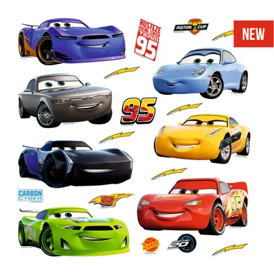 Immagine prodotto di Tatuaggio da parete Disney Cars blu, rosso, giallo e verde - 600230 - 30 x 30 cm