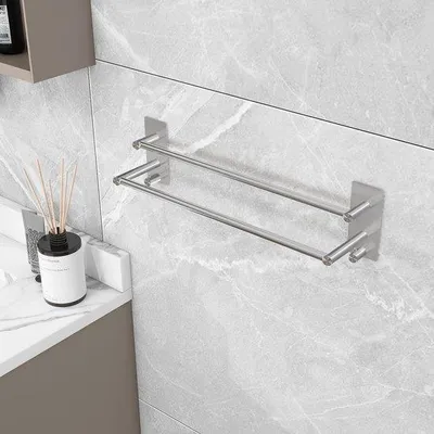 Immagine prodotto di Ibenzoa® Portasciugamani in acciaio inossidabile, 40 cm – adesivo, forte adesione, montaggio senza fori, anodizzato e resistente alla ruggine, ideale per bagno e cucina