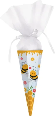 Produktbild von Schultüte für Kinder zur Einschulung mit Tüll – Kleine Zuckertüte für Geschwister (Bienen)