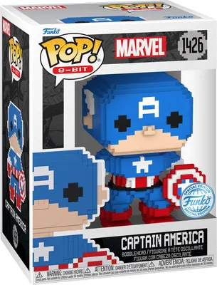 A Funko Pop! 8-Bit Captain America figure in its original packaging.