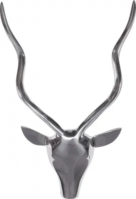 Produktbild von Deko Hirschgeweih S Aluminium Wanddeko Landhausstil Silber Metall modern | Design Hirschkopf Landhaus Geweih Wand groß | Wohndeko Hirsch außen | Wandschmuck