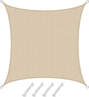 Image de Voile d'ombrage UV 3x3 m HDPE carré Protection solaire Abri jardin balcon Beige