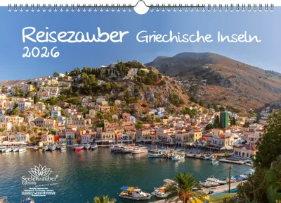 Produktbild von Reisezauber Griechische Inseln DIN A3 Kalender für 2026 Griechenland Mykonos Santorin Kreta Meer Reise Strand Urlaub - Seelenzauber