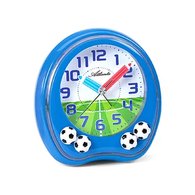 Produktbild von Atlanta 1719/5 Wecker Kinderwecker Fußball blau Fußballwecker für Kinder