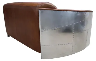 Produktbild von Design Club 3 Sitzer Sofa Ledersofa Dreisitzer Vintage Leder Aluminium Couchen