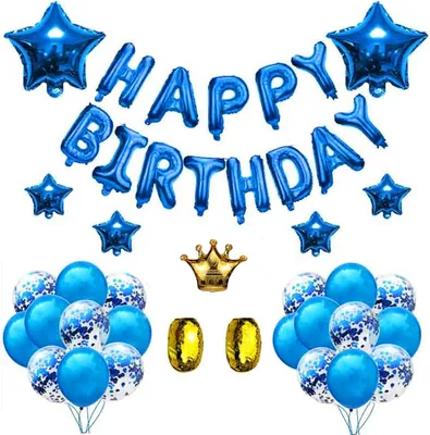 Produktbild von Vivi Idee Luftballon Set 40 St. Partydeko Folieballon und Konfetti Happy Birthday für Geburstag Blau