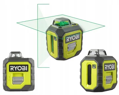 Produktbild von Ryobi grüner 360° Kreuzlinienlaser mit Selbstnivellierung, 25M, 4XAA